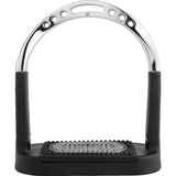 Chrome finished sprenger flexicite stirrup with black rubber grips and textured non slip footplate jointed stirrups