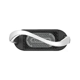 Silver and black jointed stirrups with a sleek curved metallic arm and textured grip surface from sprenger flexicite stirrups