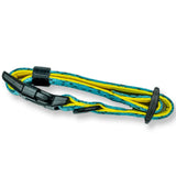 A vibrant turquoise and yellow braided days collar with black buckles perfect for days collar pink fans