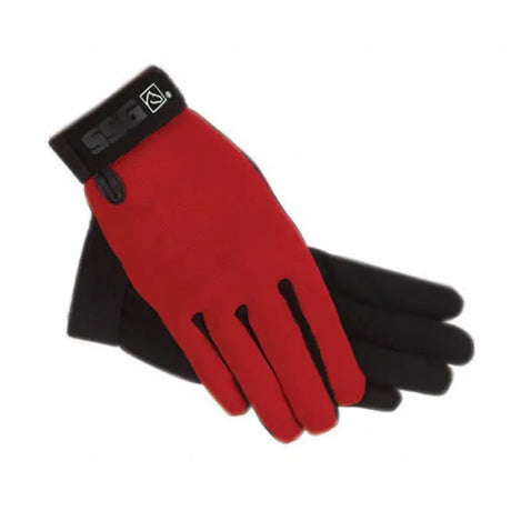 Red and black ssg all weather riding gloves with textured palm and reinforced fingers for weather riding gloves use