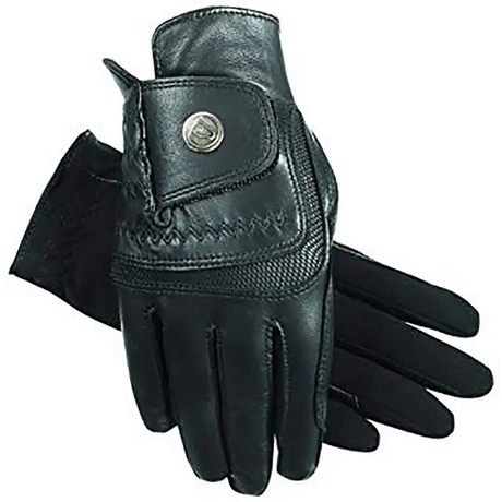 SSG Hybrid Glove Style 4200 Leather Riding Gloves - Black / 6