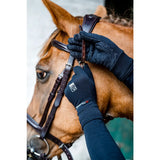Black ssg polartec all sport 6500 grip gloves with subtle geometric pattern and reinforced stitching for equestrian use