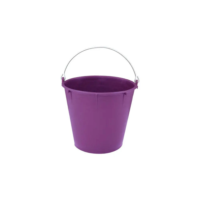 Purple stable bucket 7l made of plastic with a silver metal handle ideal as the smallest bucket for equestrian use
