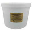 White plastic bucket of stable disinfectant powder with gold label featuring oxygen releasing agent to neutralise ammonia in kennels and stables