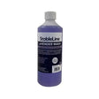 A 500ml bottle of stableline lavender wash with purple liquid and black and white label for refreshing wash designed for horse’s skin