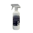 White plastic spray bottle with gray trigger and black label stableline mud rain barrier water resistant formula