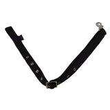 Black fabric standing martingale pet harness with silver metal buckle and d-ring for equestrian horses use
