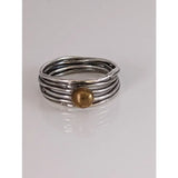 Steed silver wired multi-strand band with textured finish and central brass ball accent in silver and gold tones