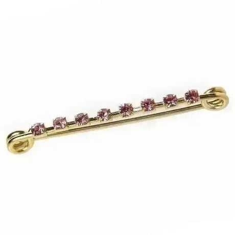 Stock Pin Diamante Gold Plated Bar With Pink Diamante Crystals Pink Stock Pin