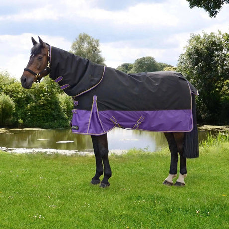 StormX Original 200 Turnout Rug with Detachable Neck Cover Black/Purple/Yellow 4'6' HY Equestrian Turnout Rugs Barnstaple Equestrian Supplies