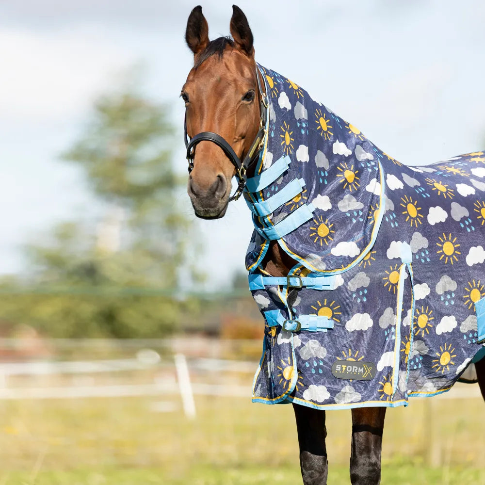 StormX Original Come Rain or Shine Combi Fly Rug Navy/Blue/Yellow 4'0" Fly Rugs