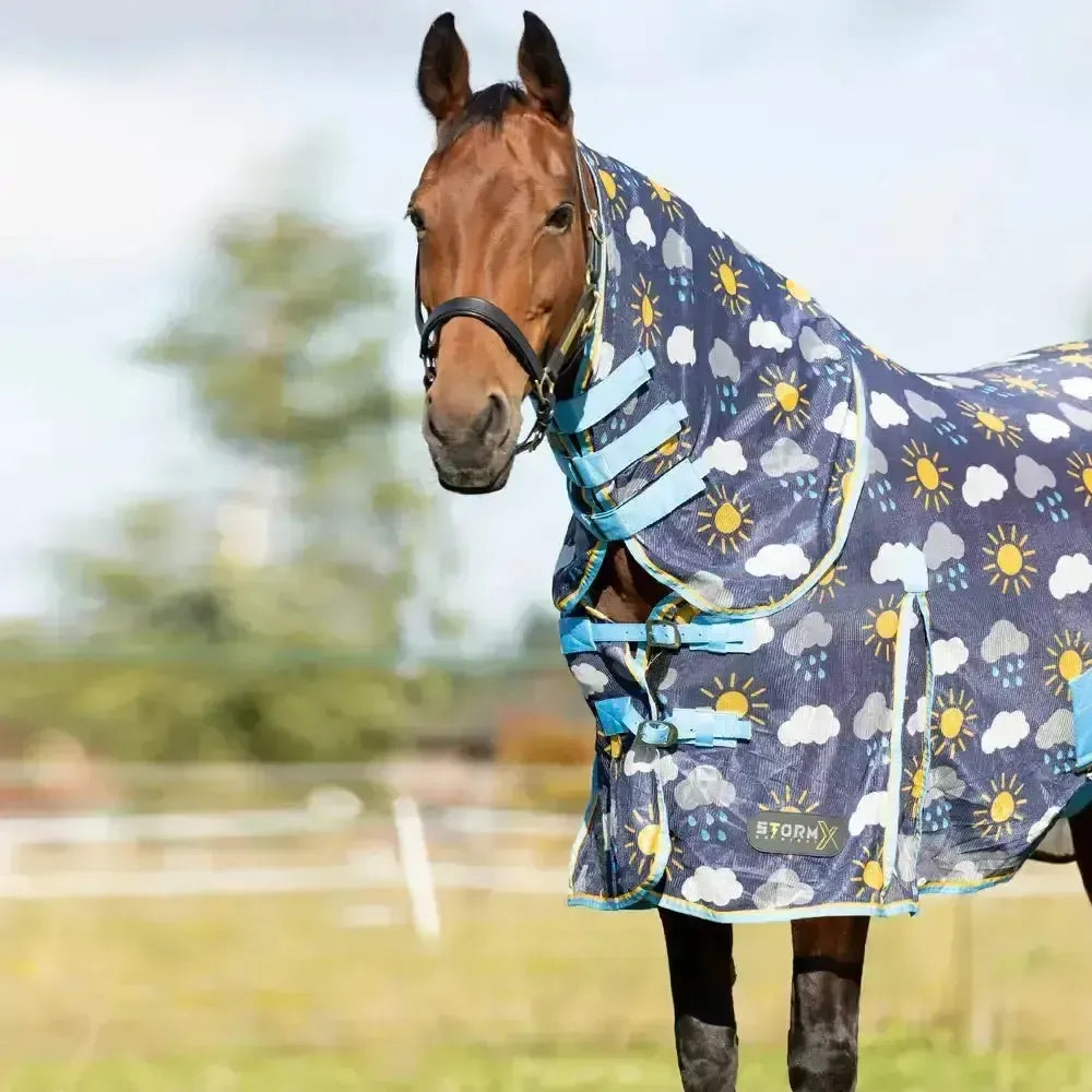 StormX Original Come Rain or Shine Combi Fly Rug Navy/Blue/Yellow 4'0" Fly Rugs