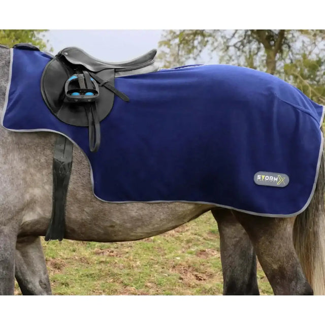 StormX Original Fleece Exercise Sheet Navy/Grey 4'6" Exercise Sheets Barnstaple Equestrian Supplies