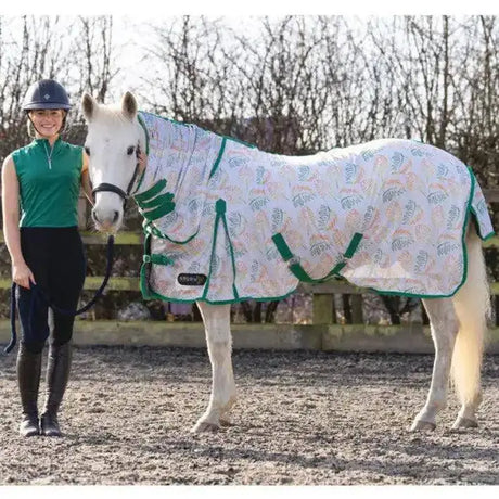 StormX Original Tropical Paradise Combi Fly Rug-Vine / Green / White-4'0"-Fly Rugs-HY Equestrian-Barnstaple Equestrian Supplies Tack Shop