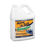 White plastic jug of straight arrow mane n tail detangler spray for friction free horse mane and tail care