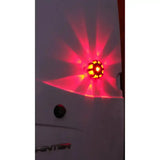 Streetflare horse box hazard warning light with a glowing red and yellow spherical light casting a starburst pattern