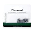 Silver-colored metal stromsholm diamond blank studs in original diamond brand package perfect for fitting competition studs