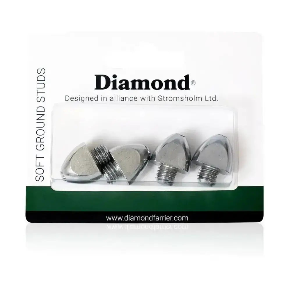 Stromsholm diamond soft chrome finished soft ground studs in clear plastic pack with green and white branding