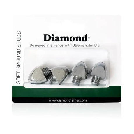 Stromsholm diamond soft chrome finished soft ground studs in clear plastic pack with green and white branding