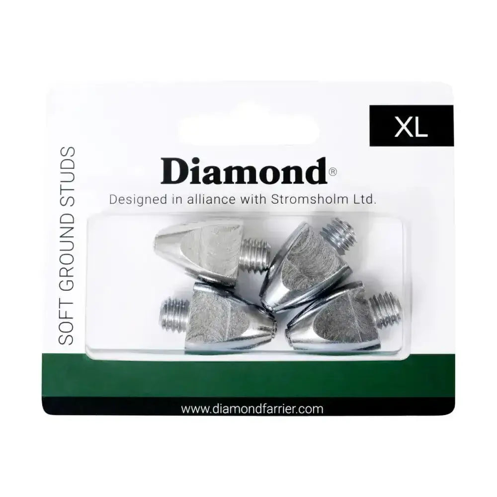 Silver metallic stromsholm diamond soft ground xl studs in clear plastic package with green and white branding