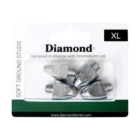 Silver metallic stromsholm diamond soft ground xl studs in clear plastic package with green and white branding