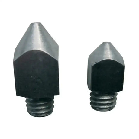 Two metallic stromsholm screw studs rounded jumping with threaded stems and a hexagonal base for easy mounting