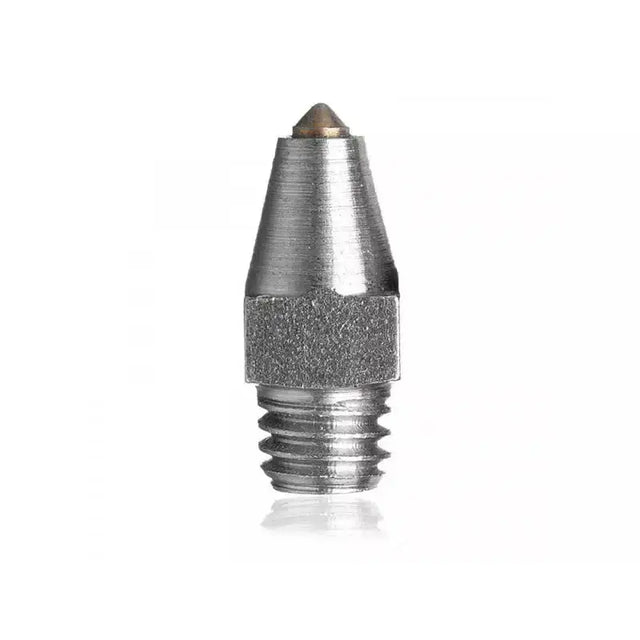 Silver metallic stromsholm screw in stud type ts with threaded base conical tip and textured middle for equestrian use