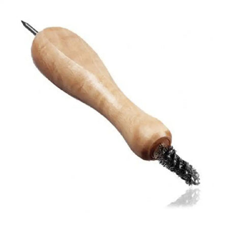 Stromsholm wire brush with light brown wooden handle metal wire head and pointed tip for stud kit use