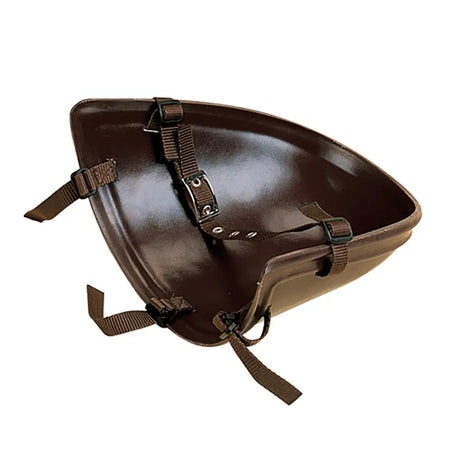 Brown leather stubbs bib s76 bicycle helmet with adjustable straps and buckle closures discourages tearing permitting feeding