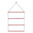 Red and white three tier hanging organizer from stubbs blanket rack hanging utilising stubbyfine coated material