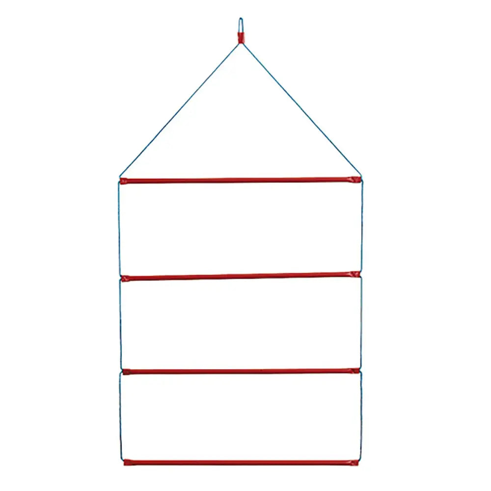 Red and white stubbs blanket rack hanging organizer with three tiers utilising stubbyfine coated material