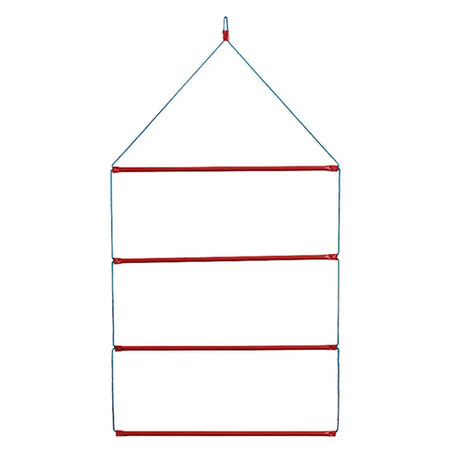 Red and white stubbs blanket rack hanging organizer with three tiers utilising stubbyfine coated material