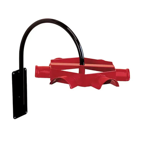 Red and black metal stubbs bridle rack carousel s206 with curved arm and mounting plate for easy wall installation