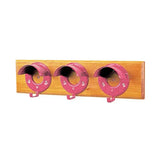 Pink metal horseshoe stubbs bridle rack hooks mounted on light wood plank board s203 with specially designed round cowl