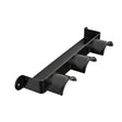 Black metal pipe bracket with three glossy curved holders for strong steel shelfie stubbs bridle shelfie s5520