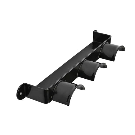 Black metal pipe bracket with three glossy curved holders for strong steel shelfie stubbs bridle shelfie s5520