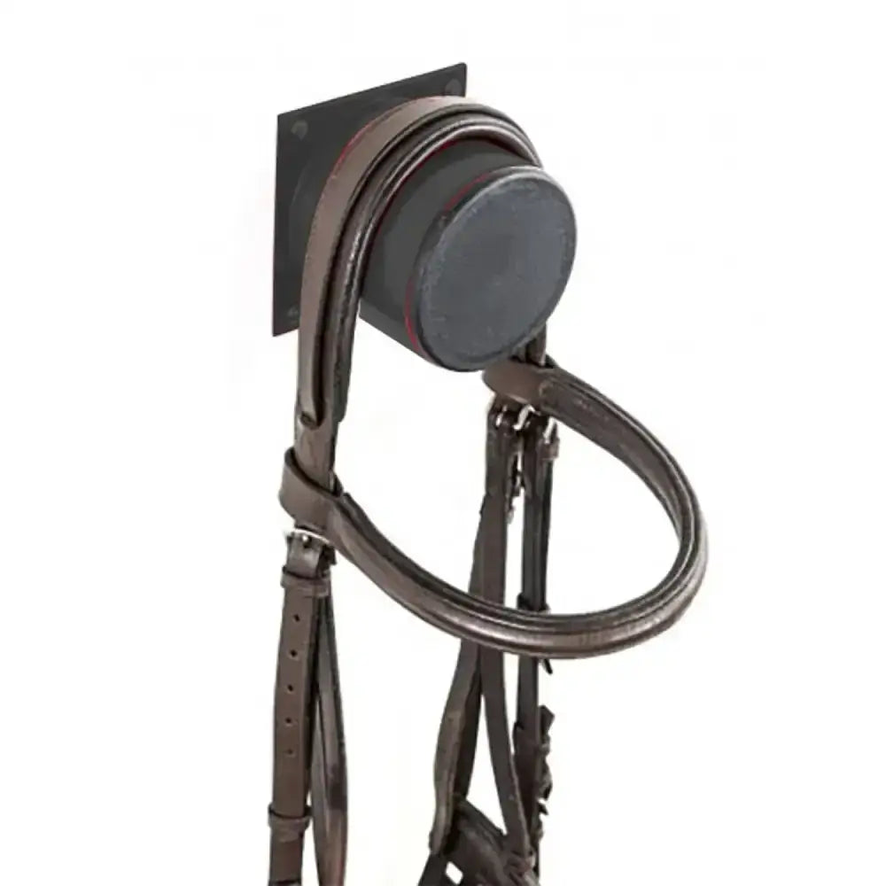 Dark brown leather horse headstall with padded circular noseband and adjustable straps stubbs bridle stub S2075