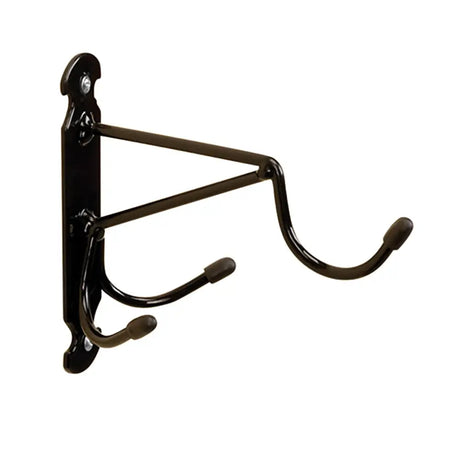 Black metal stubbs bristle hook s283 wall-mounted rack with two curved bridle hooks and decorative bracket