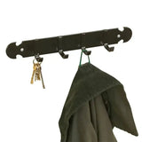 Black metal stubbs coat and key rack with three bridle hooks perfect for tack room organization