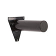 Black metal stubbs display pole long s208 with cylindrical bar and triangular bracket for striking shop display and powerfully display bridles