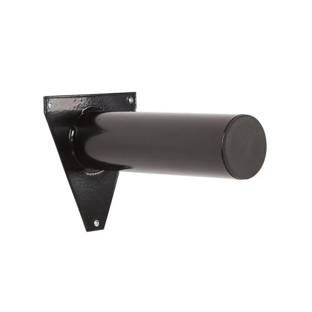 Black metal stubbs display pole long s208 with cylindrical bar and triangular bracket for striking shop display and powerfully display bridles