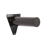 Black metal stubbs display pole long s208 with cylindrical bar and triangular bracket for striking shop display and powerfully display bridles