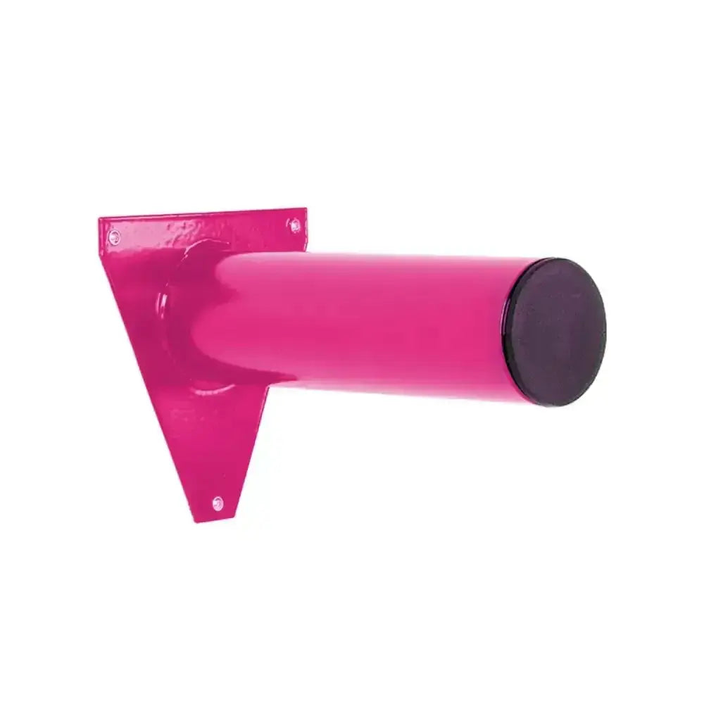 Vibrant pink metal stubbs display pole long s208 bracket with matte black end cap for striking shop display