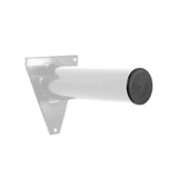 White cylindrical stubbs display pole long s208 with black cap and metallic bracket for striking shop display and bridles