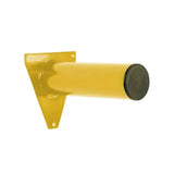 Yellow cylindrical stubbs display pole long s208 with black end cap and mounting bracket for striking shop display