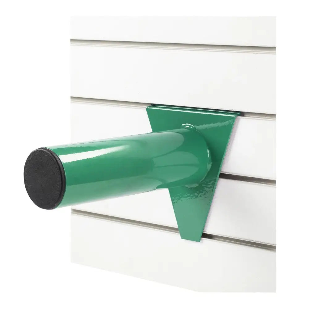 Green metal stubbs display pole slat-wall with black end cap perfect for striking shop display use