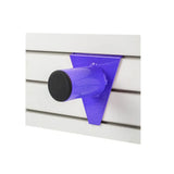 Purple metal stubbs display pole slat-wall short s1807 with black circular cap wall-mounted hook