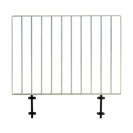 Silver metal oven rack with black mounting brackets for stubbs door grille designed as anti-weaver grilles for aggressive horses