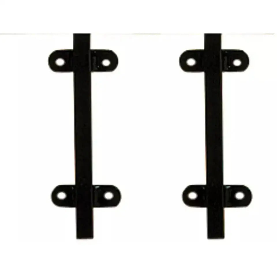 Black metal stubbs door grille sockets s389s with sleek rectangular handles and mounting brackets in a pair