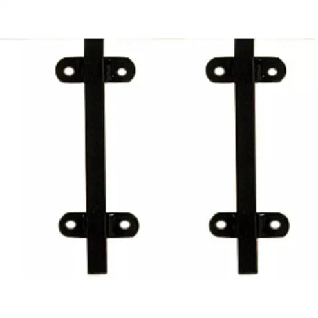 Black metal stubbs door grille sockets s389s with sleek rectangular handles and mounting brackets in a pair